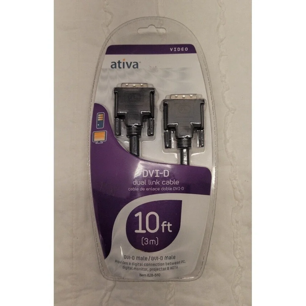 New DVI-D Dual Link Cable Ativa 10ft.DVI-D MALE /DVI-D MALE